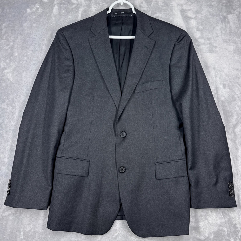 HUGO BOSS Pasolini Movie Blazer Men 38R Charcoal Gray Super 100 Virgin Wool